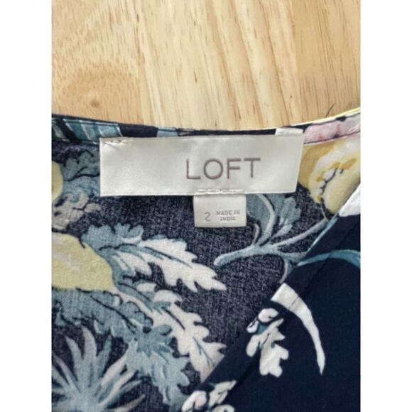 Loft Women's Size S Multicolor Jumpsuit Floral Short Sleeve Belted Cropped - Picture 4 of 10